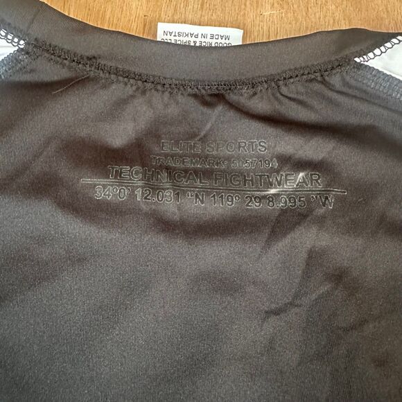 Elite Sports Technical Fightwear Rash Guard 3XL Black White Long Sleeve Stretch - Picture 4 of 7